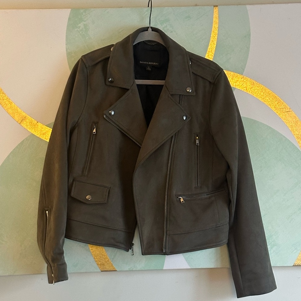 Banana Republic Dark Olive Suede Jacket